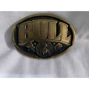 Vintage Brass BULL Belt Buckle Schiltz Brewing Co.